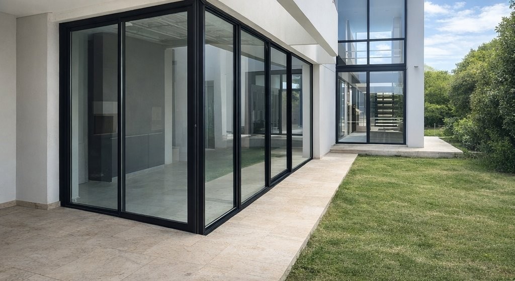 Corredizas aluminio negro piso a techo